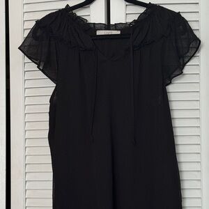 LOFT Black Flutter Sleeve Top